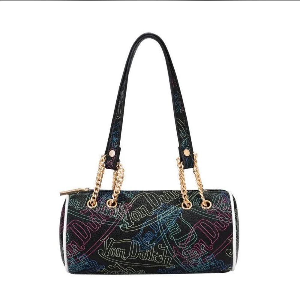 Von Dutch neon sign Black Multicolor Logo Barrel Shoulder bag